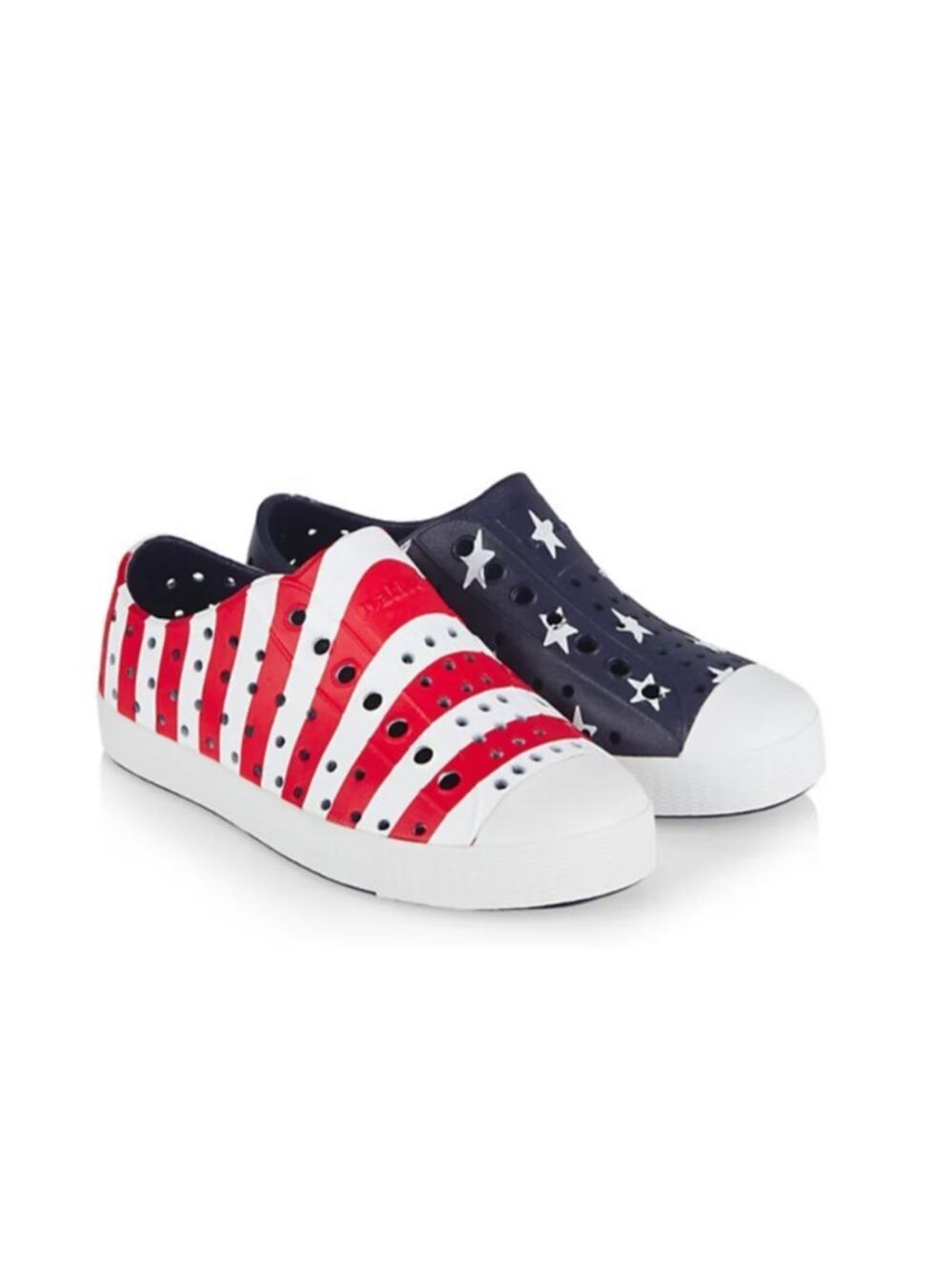 Native Unisex Red Blue Jefferson Print USA Shoes Size 4